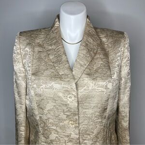 Le Suit Size 18 Gold Floral 2 Piece Skirt Suit Blazer Women Mother of Bride